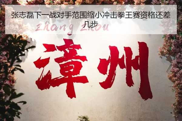 张志磊下一战对手范围缩小冲击拳王赛资格还差几步